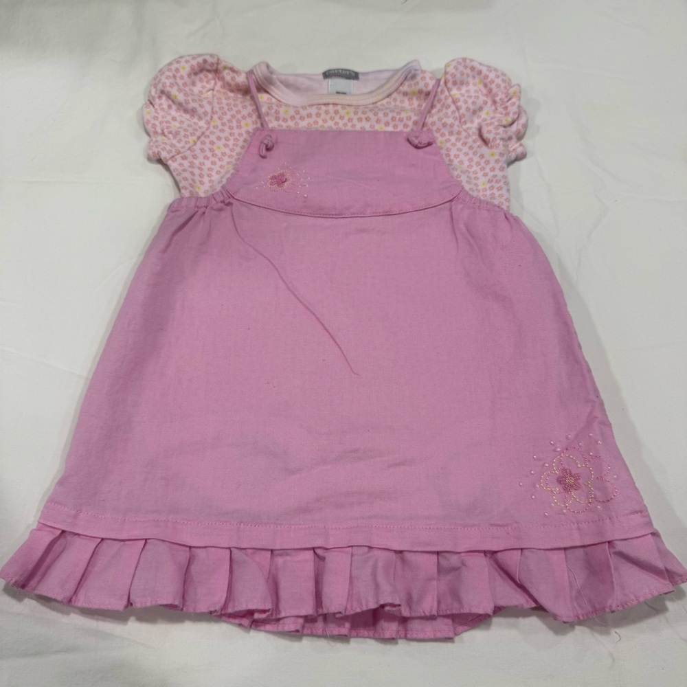 Y2K Carter's Pink Casual Kids Dress with Floral Accents Size 9 Months